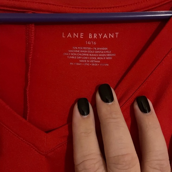Lane Bryant Swing Long Sleeve V-Neck Tee, Red-Orange, 14/16 - Picture 3 of 3